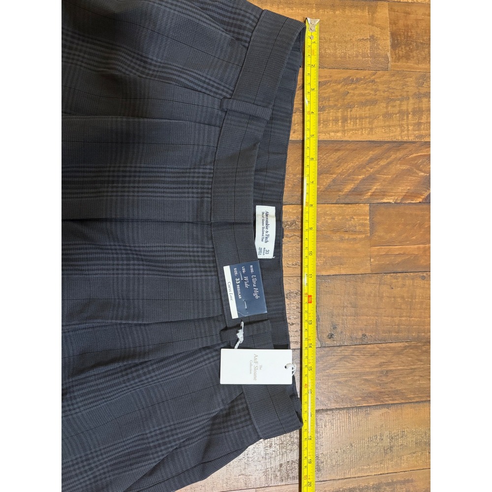 NWT Abercrombie & Fitch Sloane Tailored Pant Grey Plaid Ultra High Wide Leg 33 - Picture 8 of 11